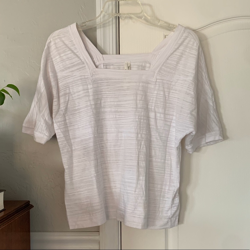 •Anthropologie White Square Neck Top•